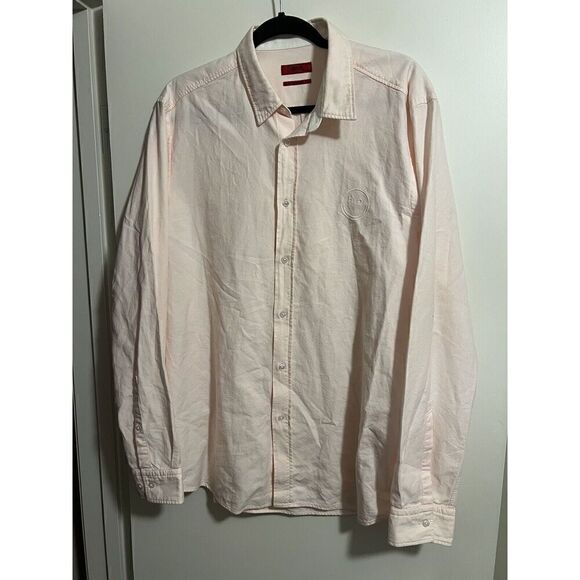 Hugo Boss Mens Light Pink Straight Fit Long Sleeve Button Up Size XL - Picture 1 of 3
